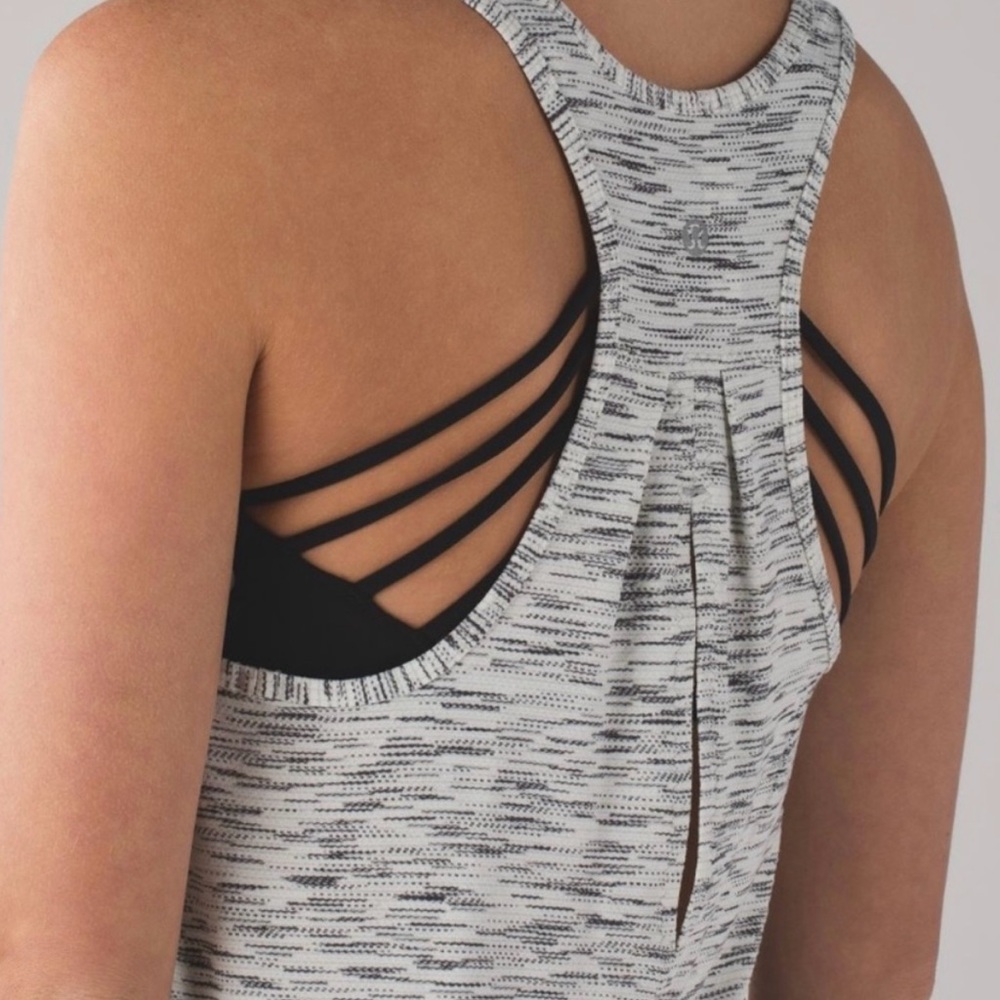 Lululemon Sun Singlet II Gray white Running Top exercise sleeveless Athletic 10